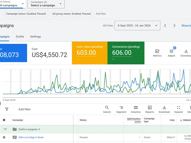 David Alan — Google Ads: 606 conversions on $4,550, Sept 2025 – Jan 2026